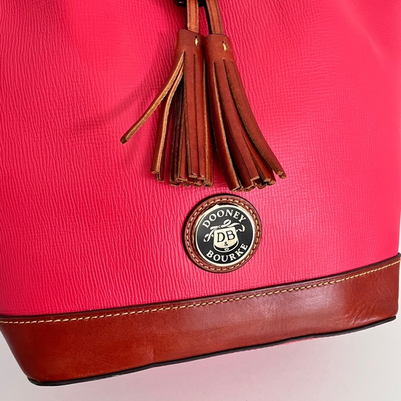 Dooney & Bourke Deep Coral Raspberry Leather Bucket Bag - Picture 6 of 10